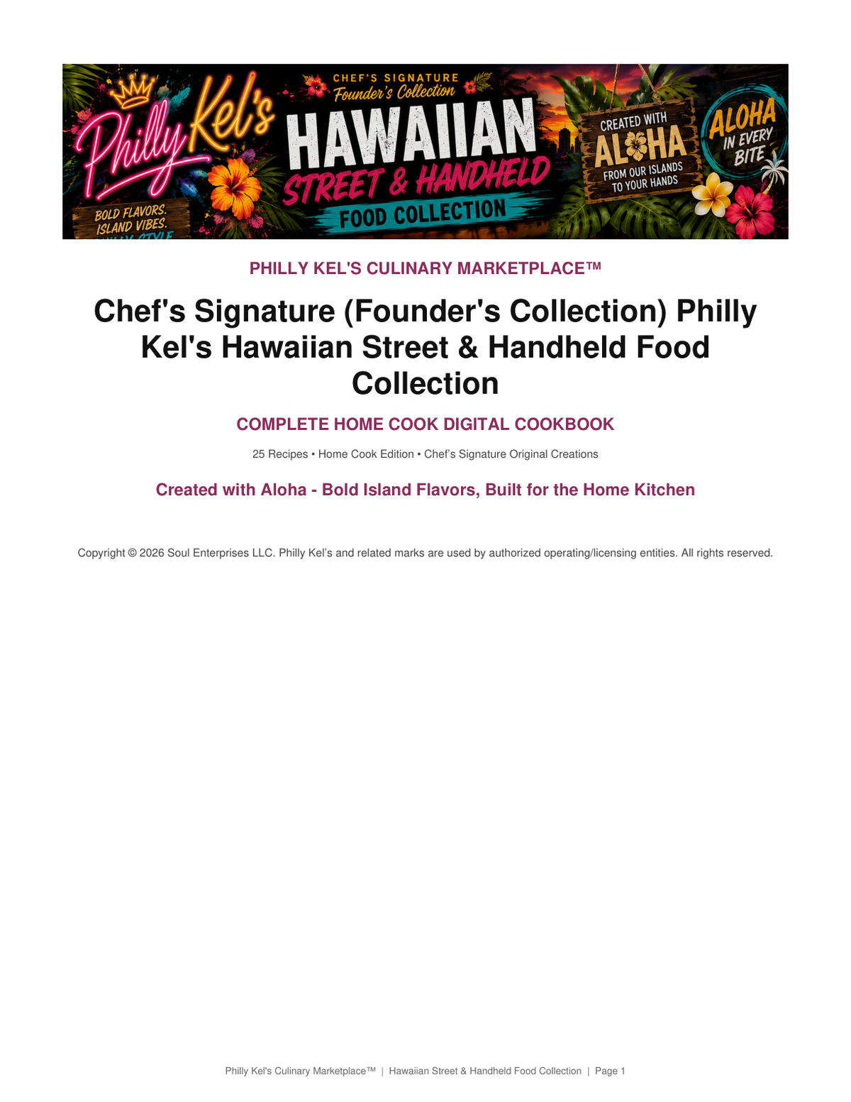Chef’s Signature (Founder’s Collection) Philly Kel’s Hawaiian Street & Handheld Food Collection cover