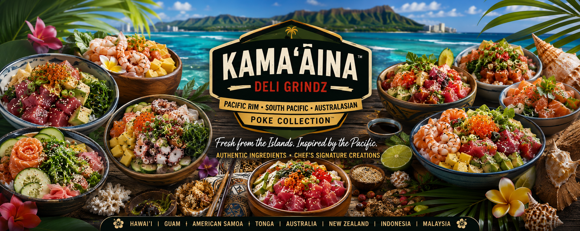 KAMAʻĀINA DELI GRINDZ™ - PACIFIC RIM • SOUTH PACIFIC • AUSTRALASIAN POKE COOKBOOK™