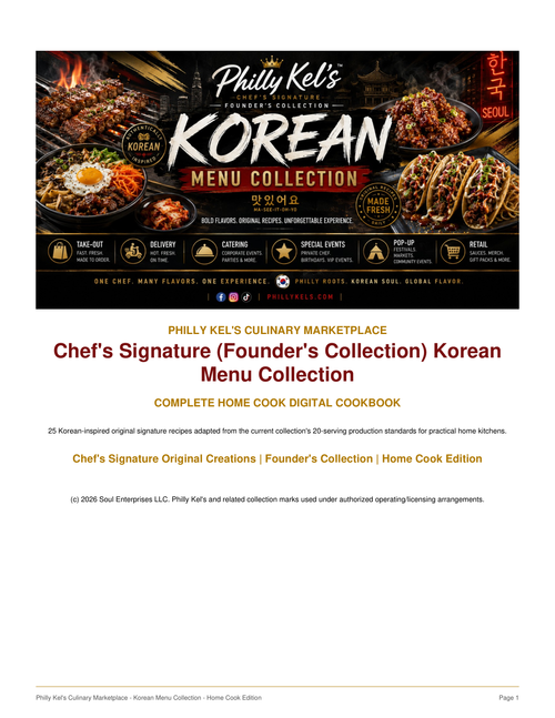 Chef's Signature (Founder's Collection) Korean Menu Collection - Complete Home Cook Digital Cookbook