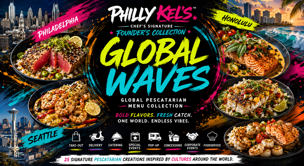 Philly Kel's Chef's Signature Founder's Collection Global Pescatarian Menu Collection cookbook cover